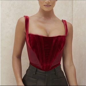 Red Velvet Corset Bustier Style Top